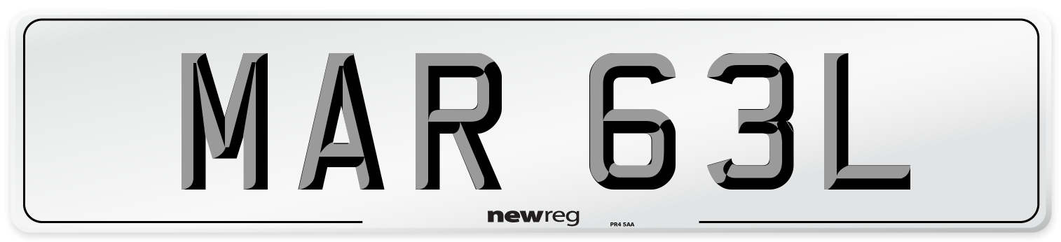 MAR 63L Number Plate from New Reg